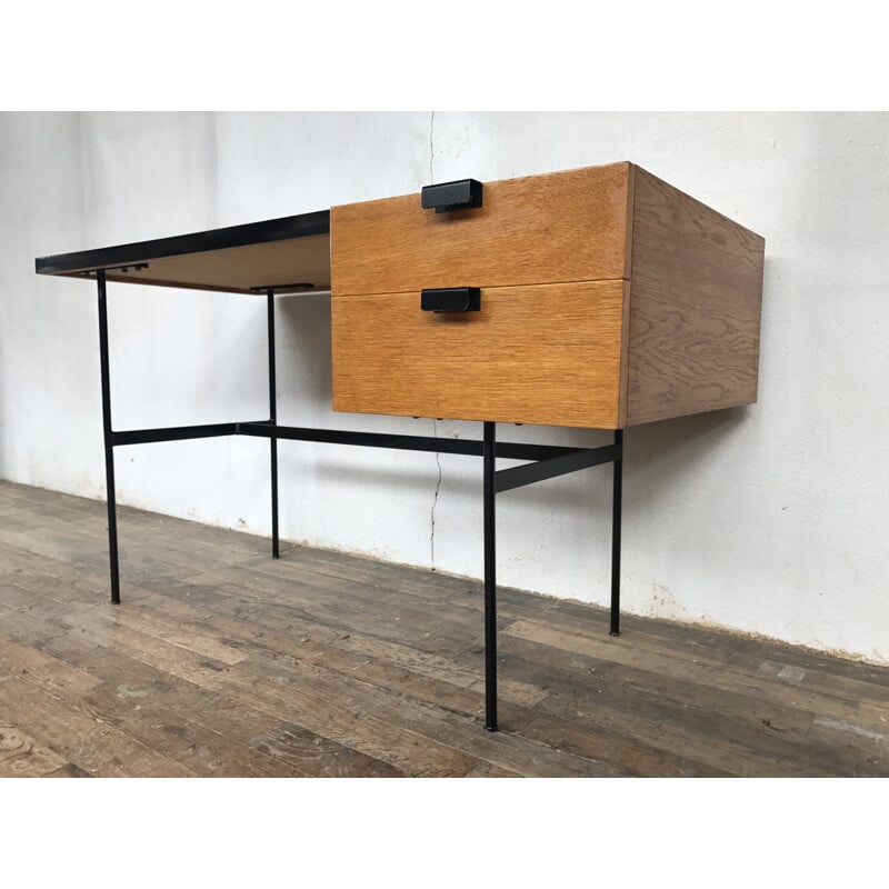 Desk  in oakwood CM141 model by Pierre Paulin produced by Thonet - 1950s