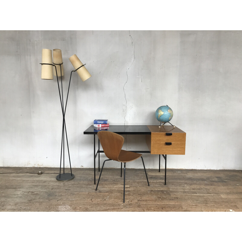 Desk  in oakwood CM141 model by Pierre Paulin produced by Thonet - 1950s