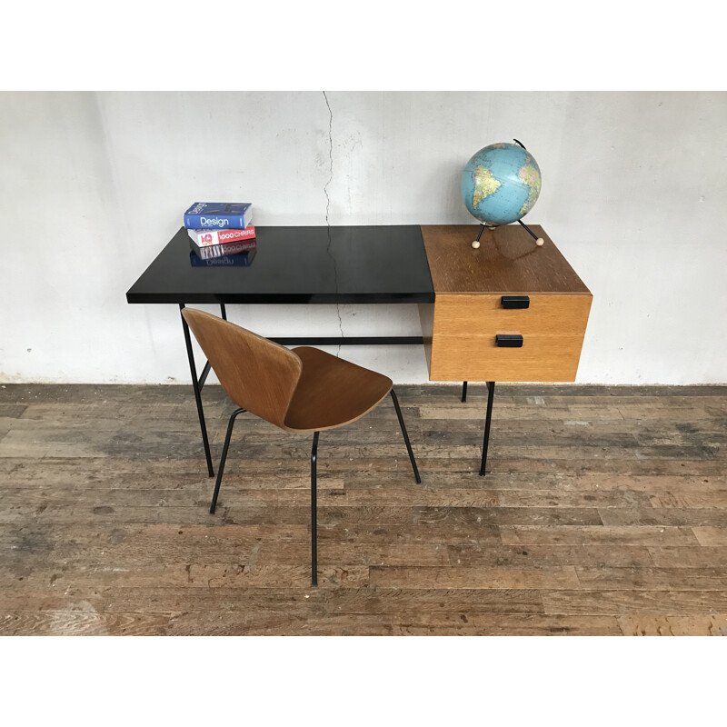 Desk  in oakwood CM141 model by Pierre Paulin produced by Thonet - 1950s