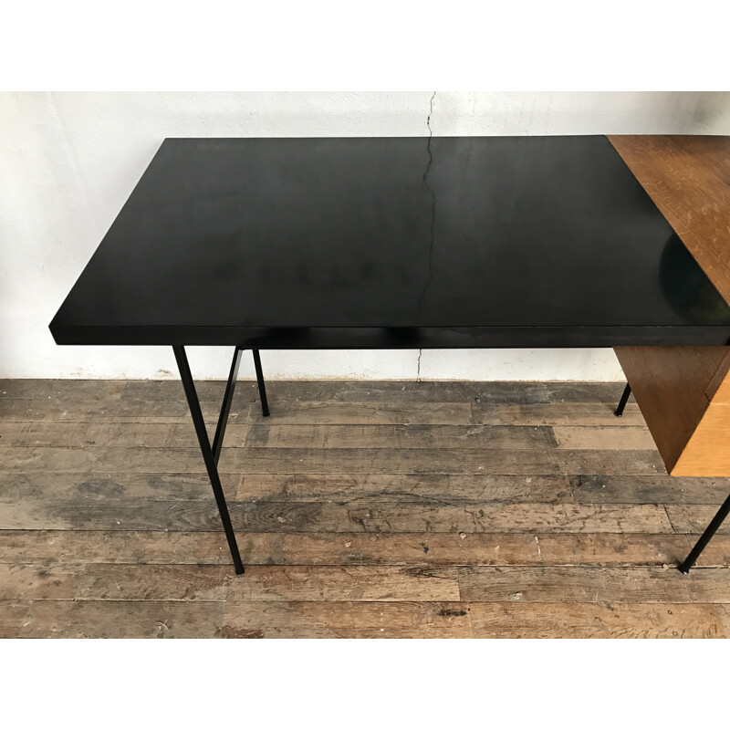 Desk  in oakwood CM141 model by Pierre Paulin produced by Thonet - 1950s