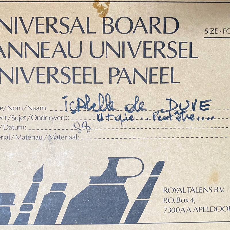 Tableau vintage "Utopie peut-être" d'Isabelle de Duve, 1988