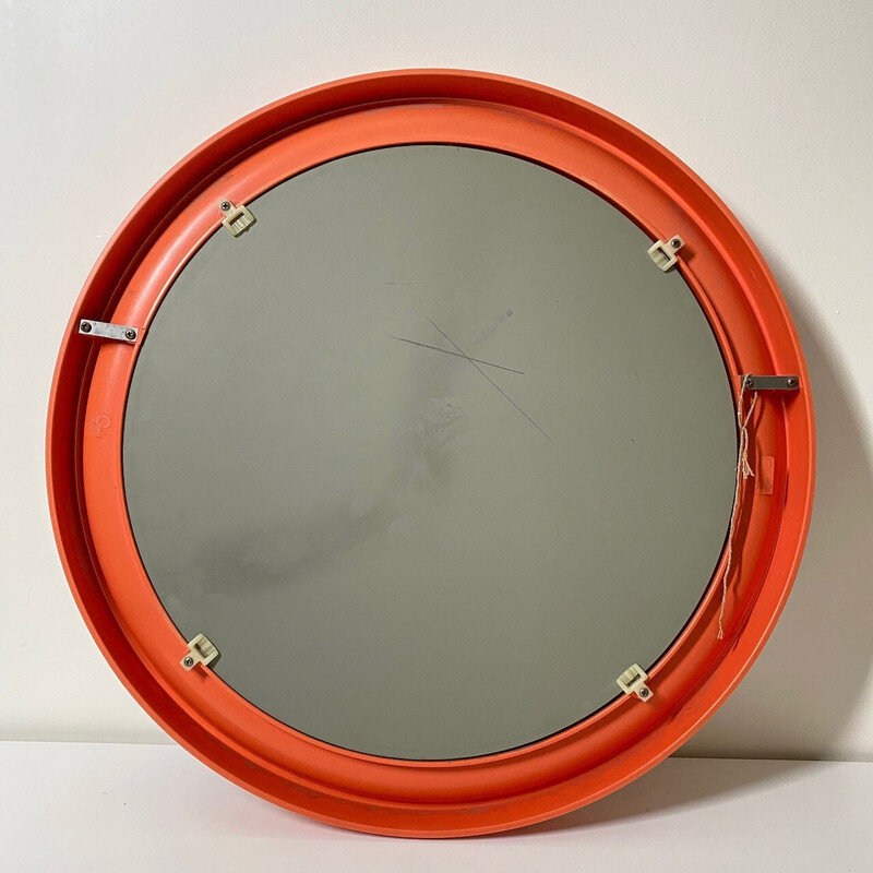Vintage America Brevatto matte orange mirror, Italy 1970