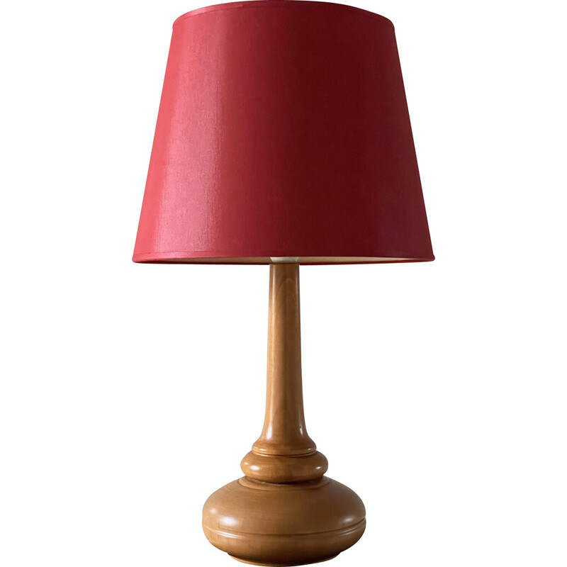 Vintage turned wood lamp, 1990