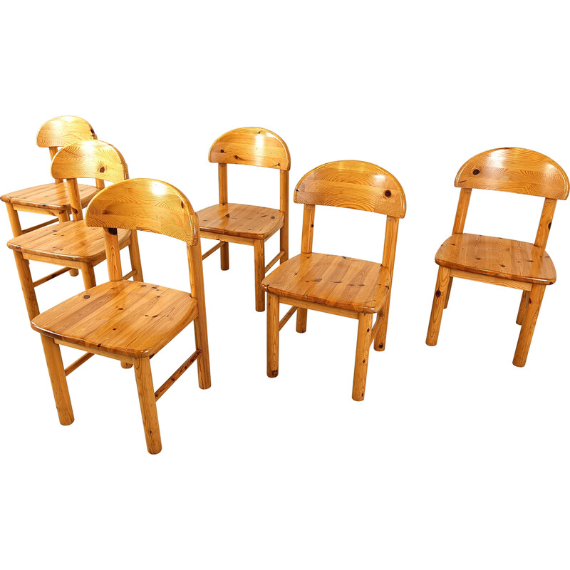 Lot de 6 chaises à repas vintage en pin, Danemark 1980
