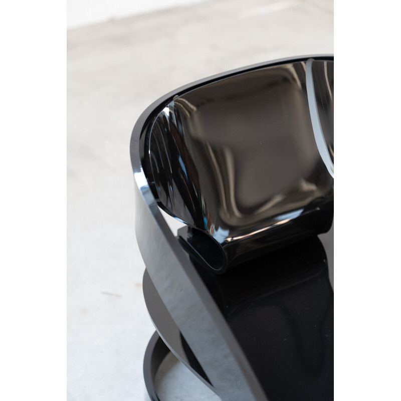 Vintage armchair model 4801 in black rubber polycarbonate by Colombo and Joe for Kartell, Italy 1980