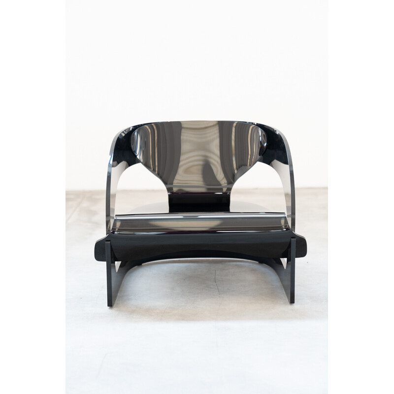 Fauteuil vintage modèle 4801 en polycarbonate de caoutchouc noir par Colombo et Joe pour Kartell, Italie 1980