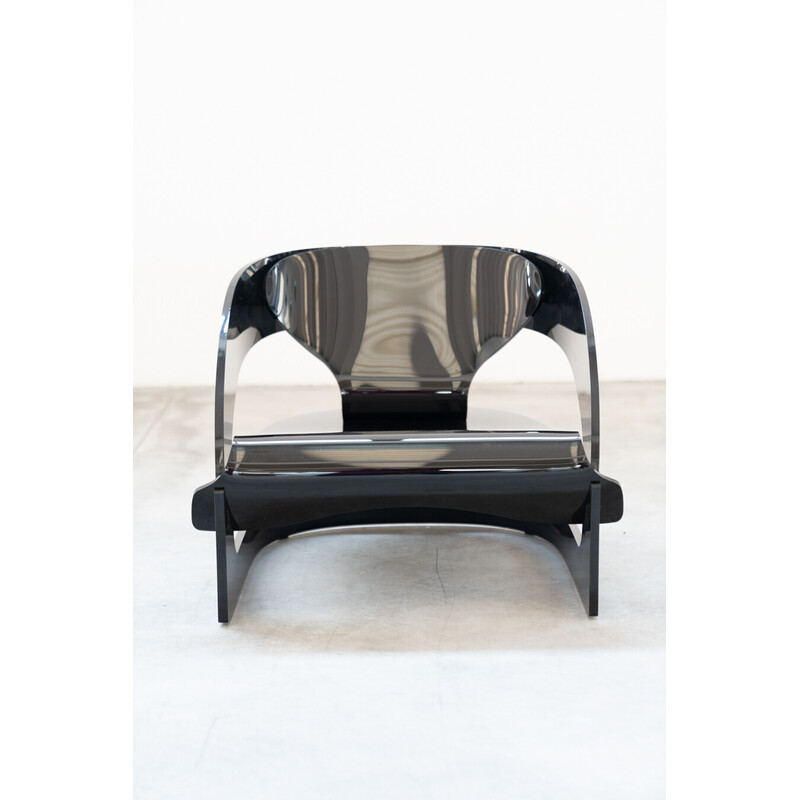 Vintage armchair model 4801 in black rubber polycarbonate by Colombo and Joe for Kartell, Italy 1980