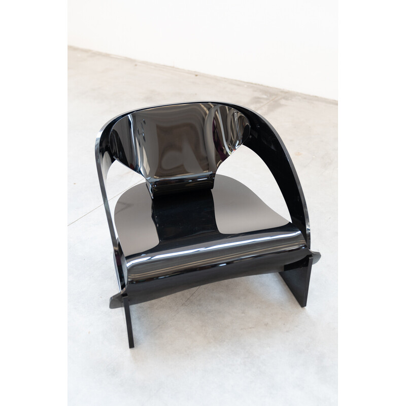 Vintage-Sessel Modell 4801 aus schwarzem Gummipolycarbonat von Colombo und Joe für Kartell, Italien 1980
