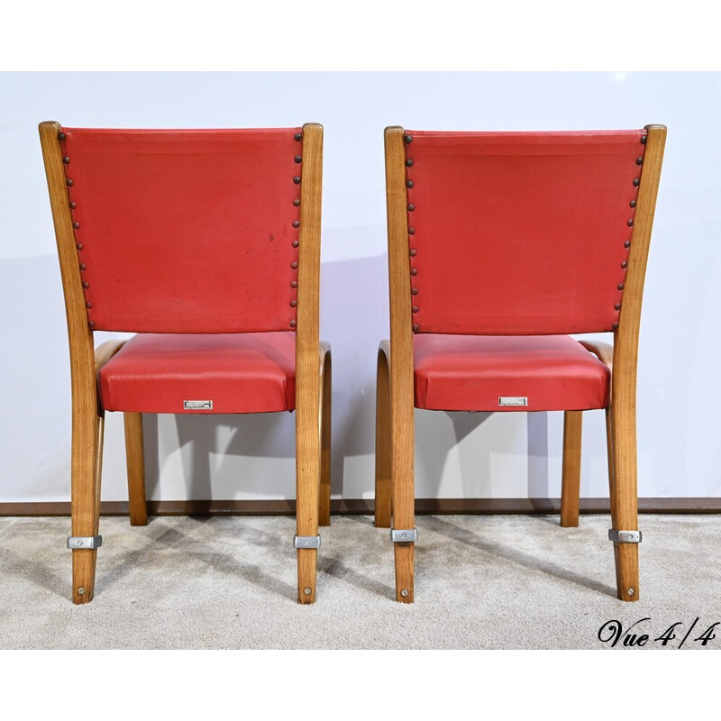 Pair of vintage "Bow Wood" chairs in solid ash by Hugues Steiner, France 1950