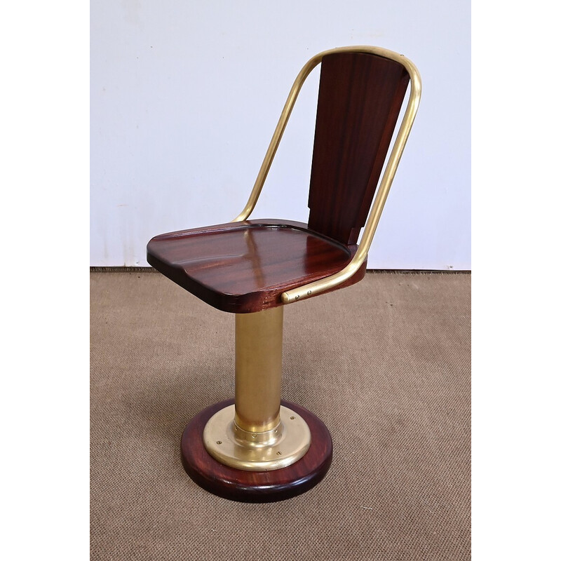 Set of 6 vintage mahogany and brass liner chairs, England