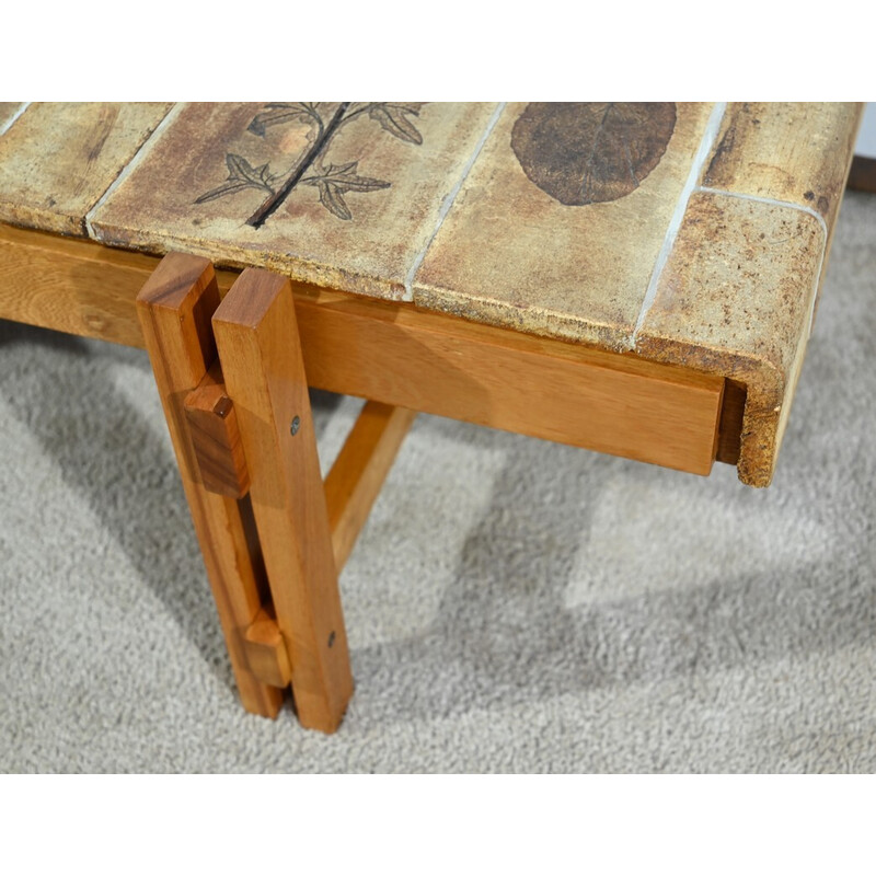 Vintage coffee table in Vallauris sandstone by Roger Capron, 1960