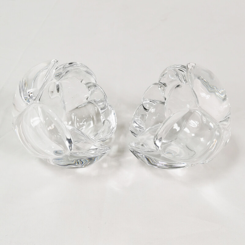 Pair of vintage crystal glass candlesticks, for Royal Copenhagen, Denmark 1980