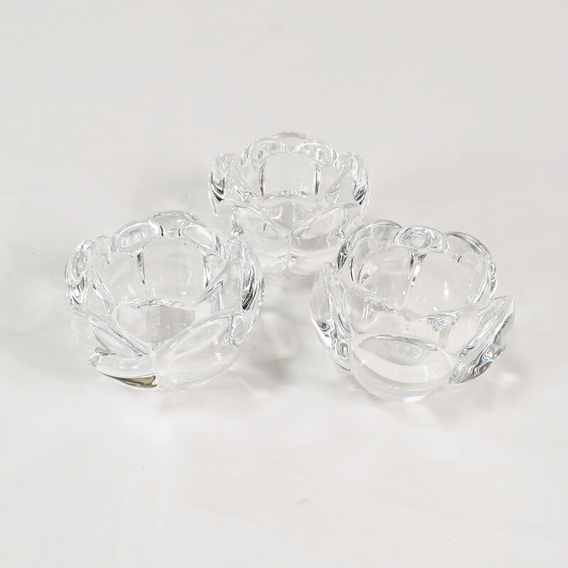 Set of 3 vintage crystal candle holders for Royal Copenhagen, Denmark 1980