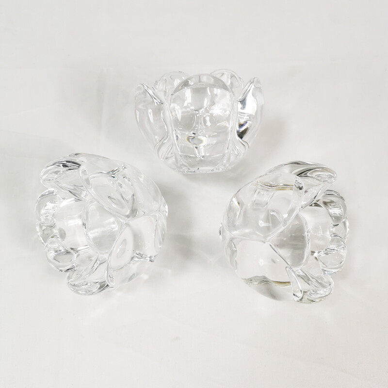 Set van 3 vintage kristallen kandelaars voor Royal Copenhagen, Denemarken 1980