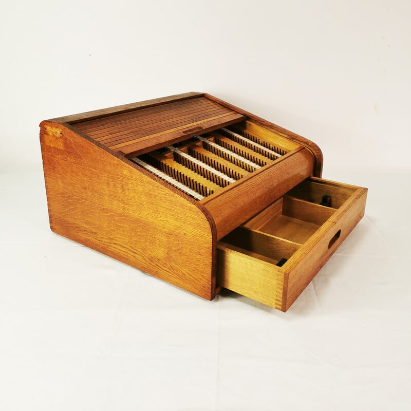 Armario de persiana vintage de madera de roble de Carl Zeiss Jena, Alemania 1950