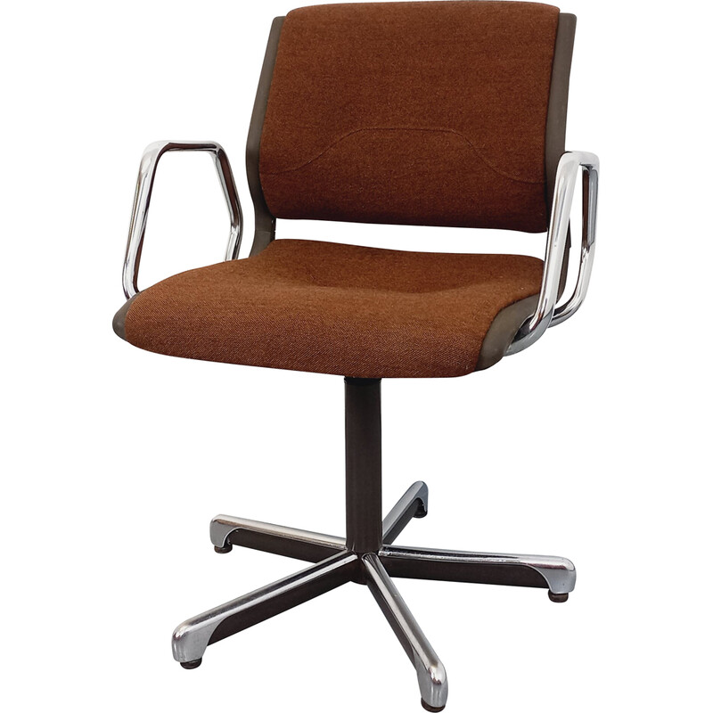 Vintage office chair in chrome and fabric for Steelcase Strafor vintage, 1970