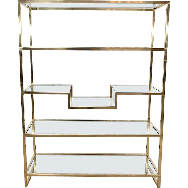 Vintage 5-tier shelf in gilded brass, 1970