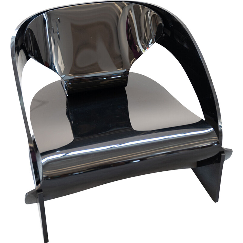 Vintage armchair model 4801 in black rubber polycarbonate by Colombo and Joe for Kartell, Italy 1980