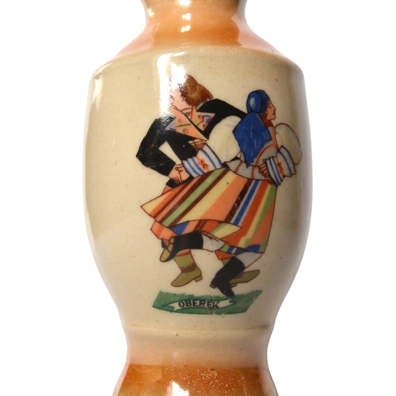 Vintage glazed ceramic vase by Zofia Stryjeńska, Poland 1970