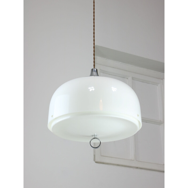 Vintage white Space Age pendant lamp by Guzzini