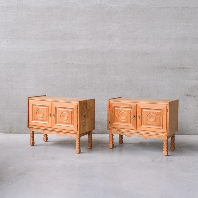 Pair of vintage oak bedside tables, Denmark 1960