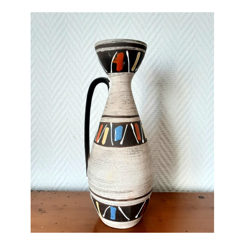 Vintage ceramic vase with grey background, Germany 1970