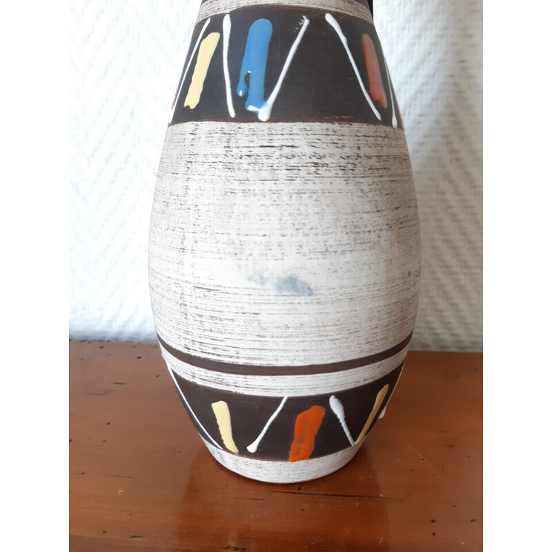Vintage ceramic vase with grey background, Germany 1970