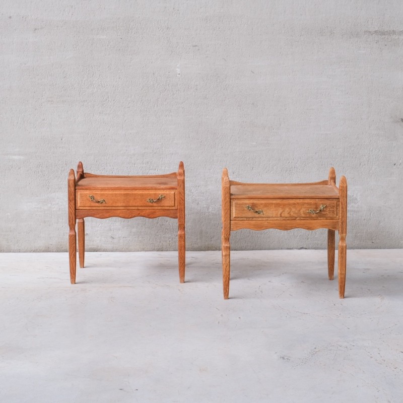 Pair of vintage oak bedside tables, Denmark 1960