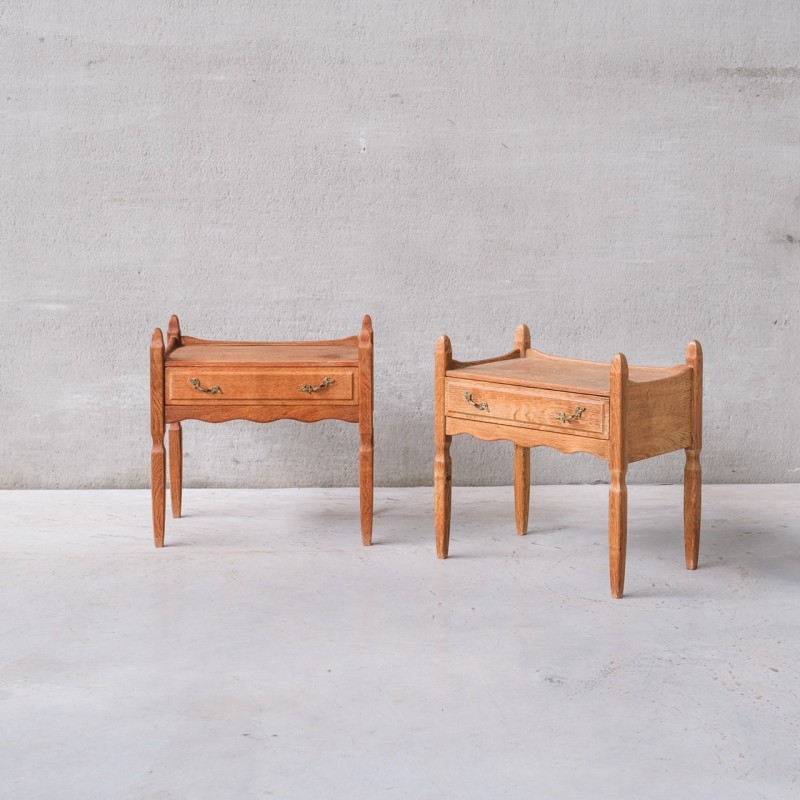 Pair of vintage oak bedside tables, Denmark 1960