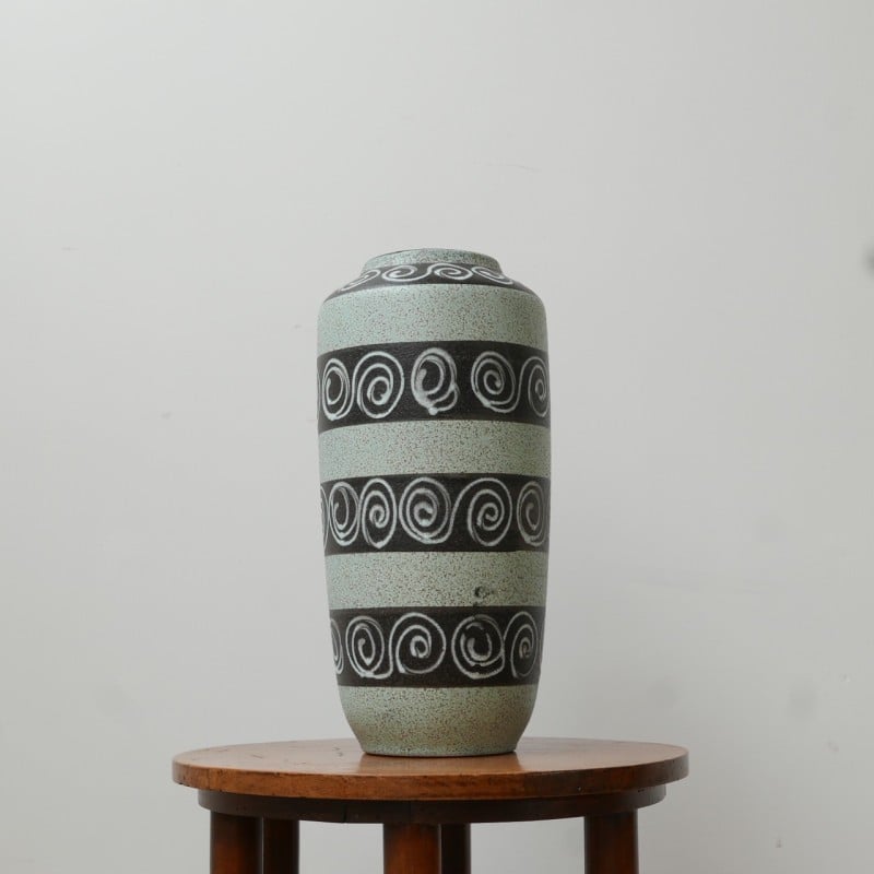 Vintage green ceramic vase, West Germany 1970