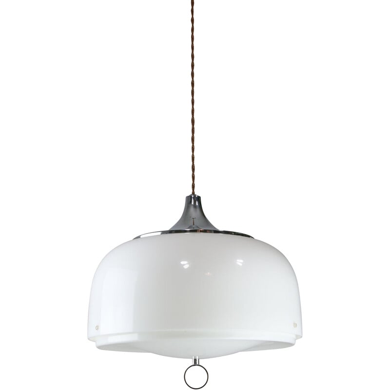 Vintage white Space Age pendant lamp by Guzzini