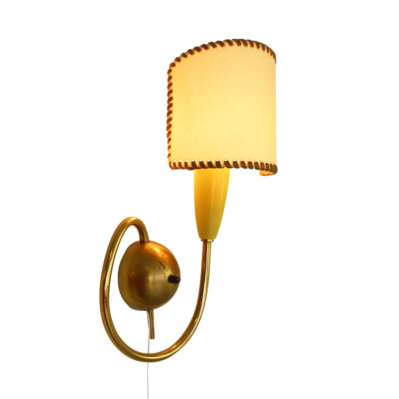 Pair of mid-century French brass wall lights - 1950s