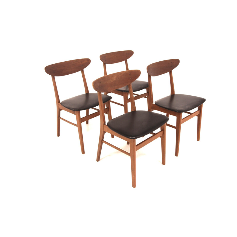 Lot de 4 chaises vintage "Monaco" en teck et hêtre par Farstrup pour Möbel-Ikea, Danemark 1960