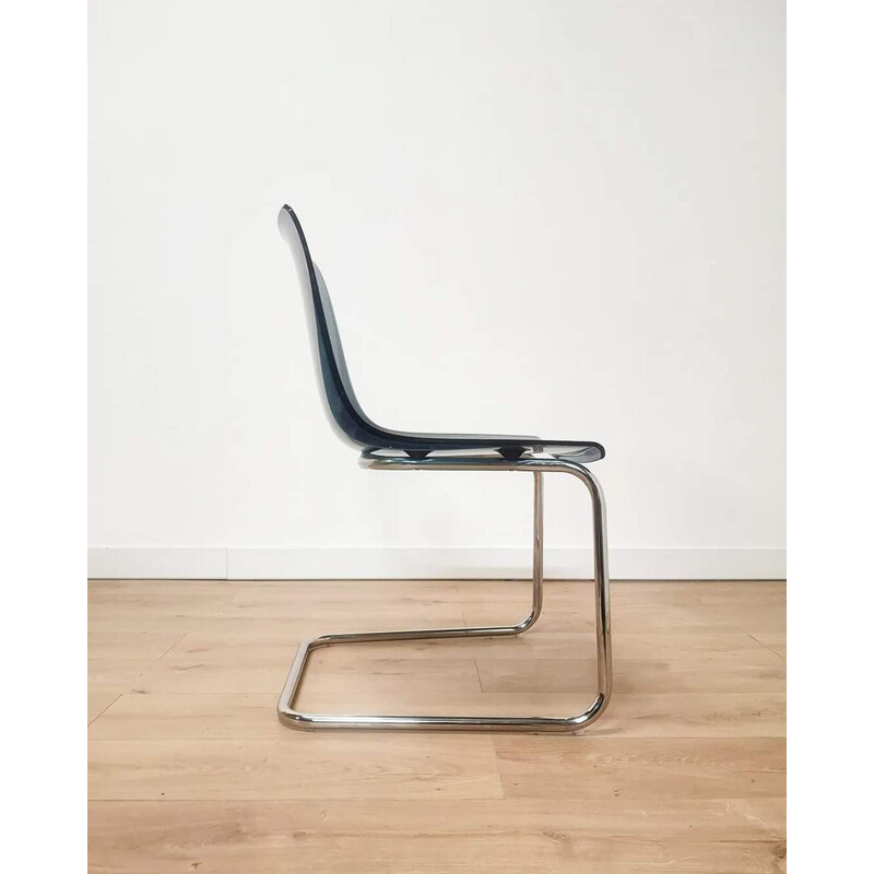 Lot de 4 chaises vintage Tobias en plexiglass et aluminium par Carl Ojerstam pour Ikea, 1990