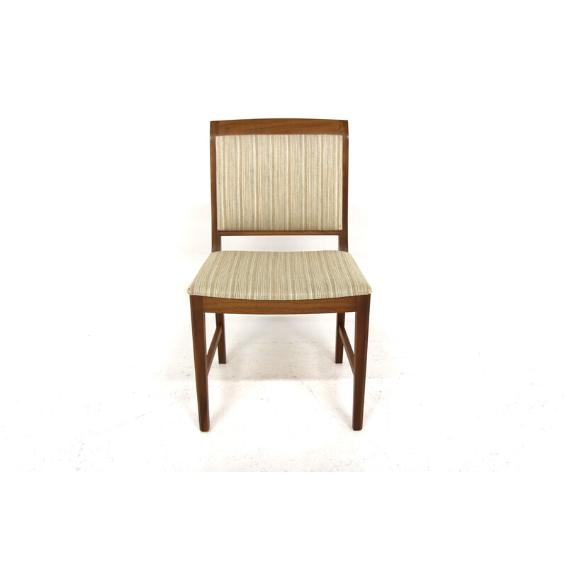 Set of 4 vintage chairs in walnut and fabric, Sweden 1950