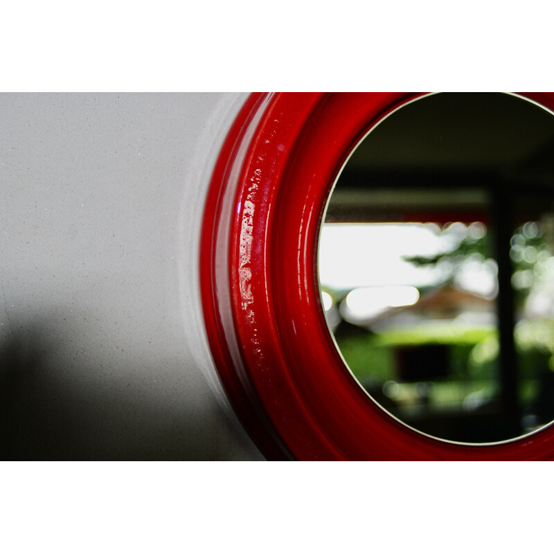 Vintage bright red ceramic mirror, 1960