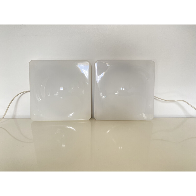 Pair of vintage "Dada" wall lamp in white acrylic plastic for Iguzzini, 1978