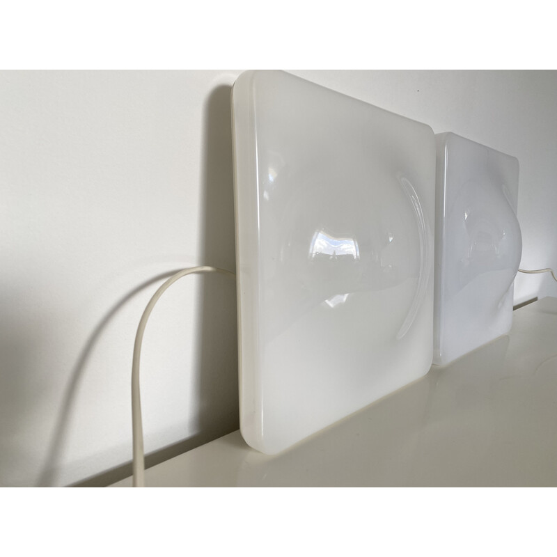 Pair of vintage "Dada" wall lamp in white acrylic plastic for Iguzzini, 1978