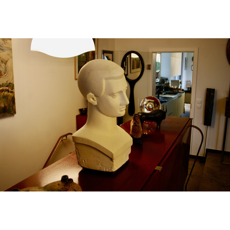 Vintage Art Deco plaster bust of a young man, 1930