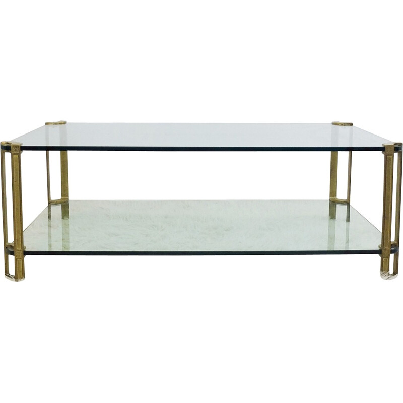Table basse de Peter Ghyczy en bronze et verre - 1970