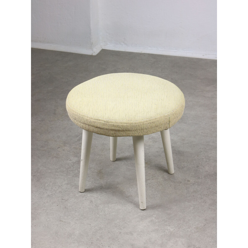 Vintage stool in beige fabric, Italy 1980