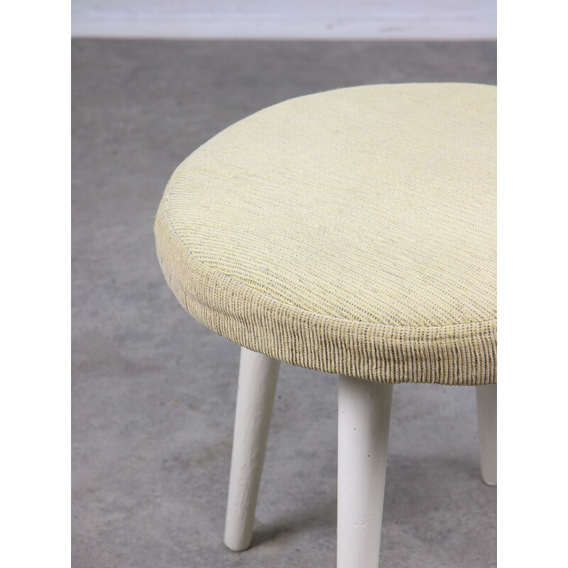 Vintage stool in beige fabric, Italy 1980