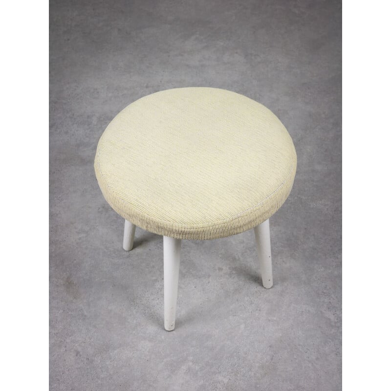 Tabouret vintage en tissu beige, Italie 1980