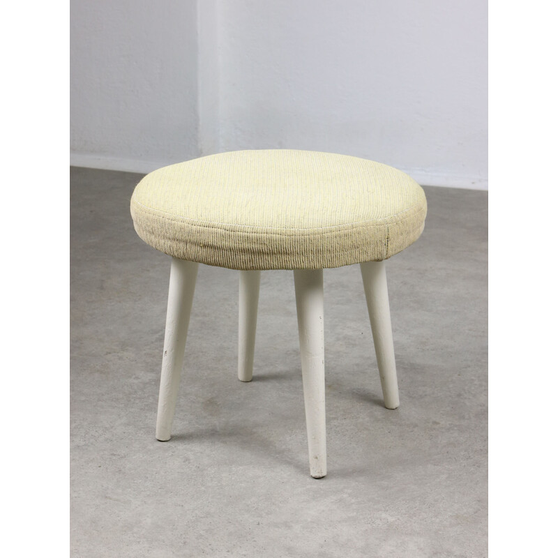 Tabouret vintage en tissu beige, Italie 1980