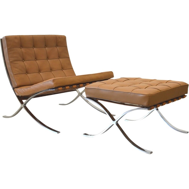 Barcelona armchair with ottoman by Knoll International - 1960s