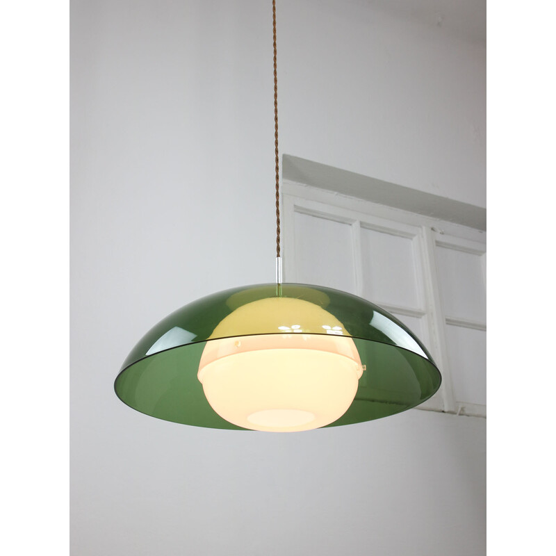 Vintage Space Age green pendant lamp in acrylic glass, Italy 1970