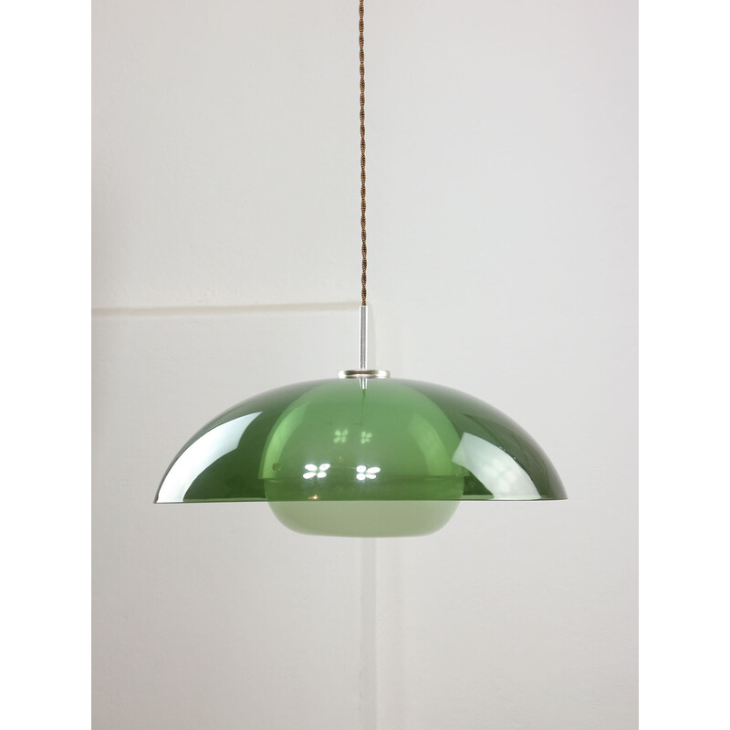 Vintage Space Age green pendant lamp in acrylic glass, Italy 1970