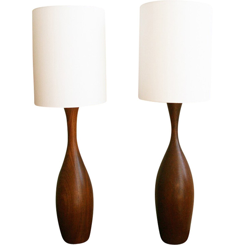 Scandinavian teak bottle lamp - 1960s