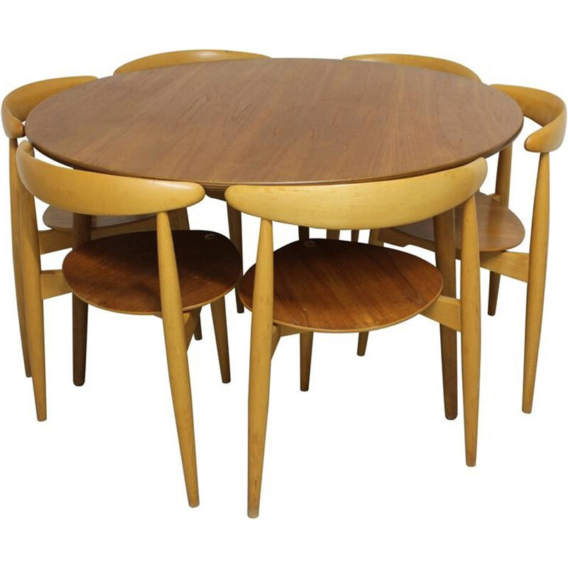 "Heart" set of dining room by Hans Wegner for Fritz Hansen - 1960s