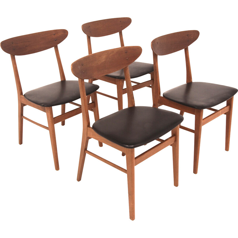 Lot de 4 chaises vintage "Monaco" en teck et hêtre par Farstrup pour Möbel-Ikea, Danemark 1960
